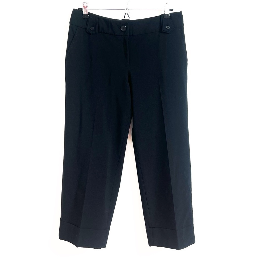 White House Black Market Legacy Mid Rise Straight Leg Cropped Pants Black Sz 6 - Picture 3 of 8